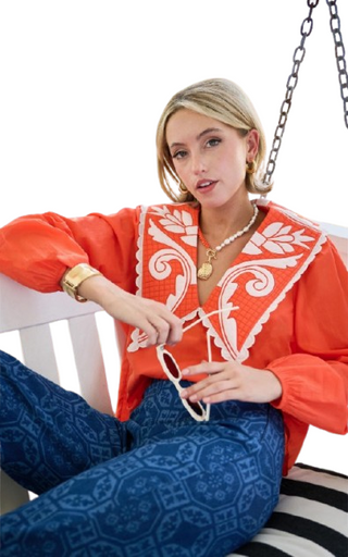 Emma Deep V Quilted Collar Blouse