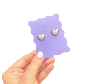 Stud Earrings - Pearl Hearts - Meredith