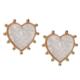 Gold Studded Pink Tortoise Valentine Heart Earrings