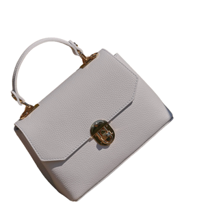 Genuine Dollaro Leather Crossbody Bag - Beige
