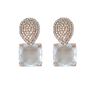Clear Crystal Retro Pave Gum Drop Statement Earrings