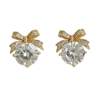 Cubic Zirconia Bow Stud Earrings