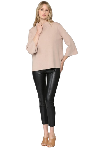 Mock Neck Pullover Bell Sleeve Sweater