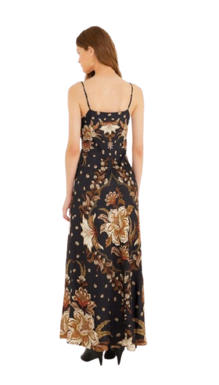 Majestic Garden Black Slip Dress