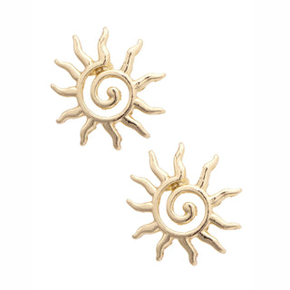 Spiral Sun Stud Earrings-Shiny Gold