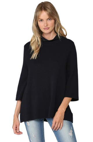 Mock Neck Pullover Bell Sleeve Sweater