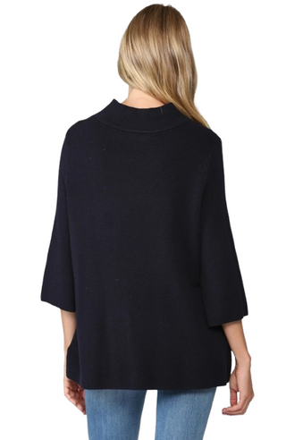 Mock Neck Pullover Bell Sleeve Sweater