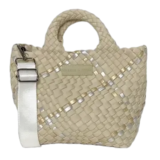 Mini Woven Tote - Beige Metallic