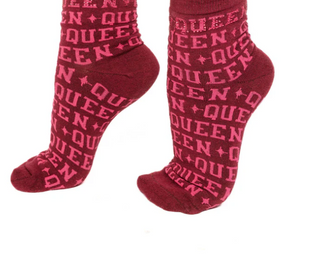 Maroon & Pink Rhinestone Queen Socks