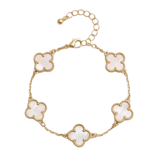 Multicolor Shell Charm Bracelet W/Gold Accents