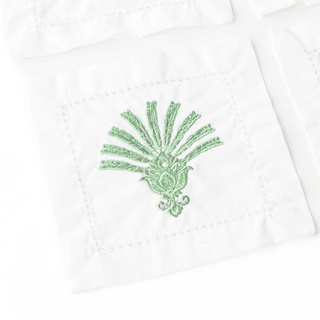 Deco Palm Embroidered Cocktail Napkin Set
