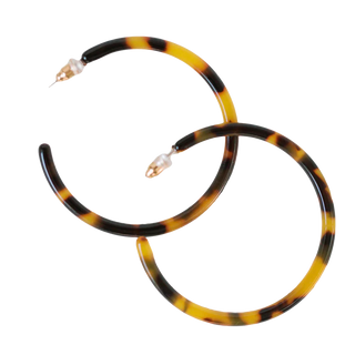 1.25" Skinny Brown Tortoise Hoop Earrings