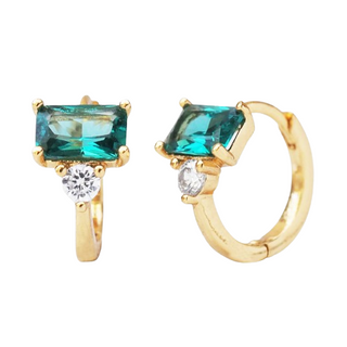 Huggie Earrings with Emeralds