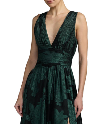 Burnout Chiffon Sleeveless V Neck A Line Gown