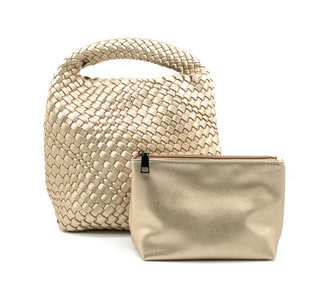 BC 2458 Mini Woven Hobo Bag Champagne
