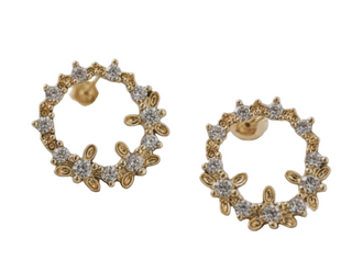 Geometric Blossom Drop Earrings with Zirconia