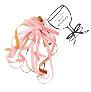 Velvet Bow Wine Charms - Blush - Set of 6