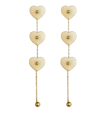 Gold Heart Duster Drop Earrings