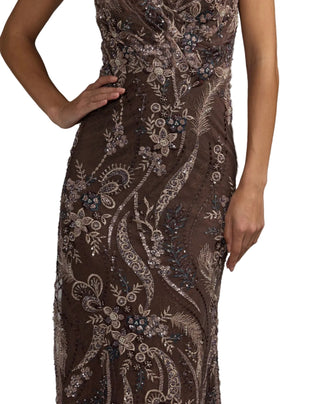 V Neck Flutter Sleeve Floral gown
