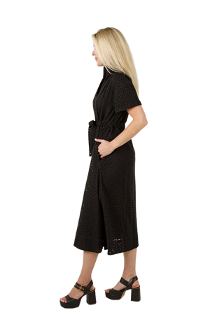 HOLLY SHAE Bria Midi Dress in Black Eyelet