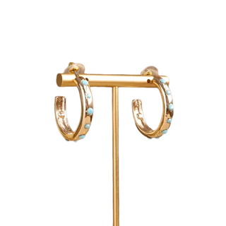 Classic Bubble Hoops – Gold with Turquoise