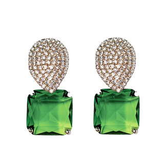 Retro Pave Crystal and Peridot Gum Drop Earrings