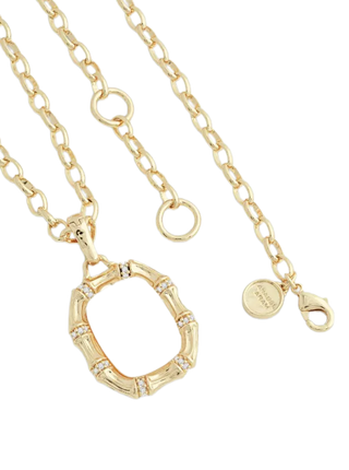 Bamboo w/Stone Pendant Necklace - Mother of Pearl