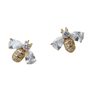Miniature Cubic Zirconia Bee Stud Earrings