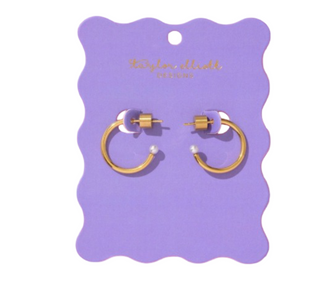 Hoop Earrings - Small - Gold-Plated w/ Pearl Tips - Alexis