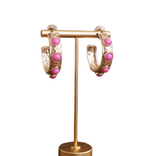 Jeweled Bubble Hoop Earrings – Colorful Acrylic Cabochons