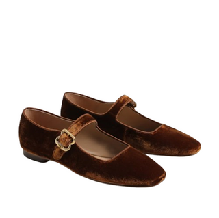 Michaela Silk Velvet Mary Jane Flats