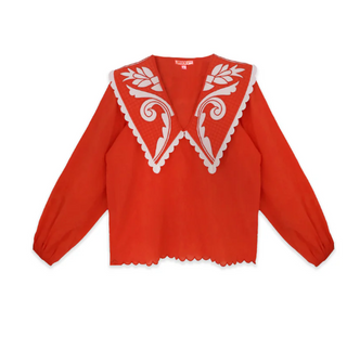 Emma Deep V Quilted Collar Blouse