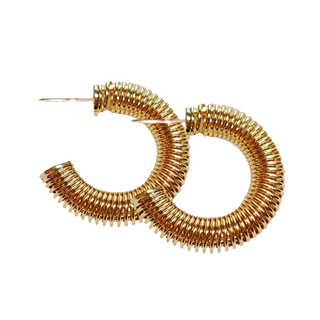 Gold Coil Minimalist Statement Hoop Earrings