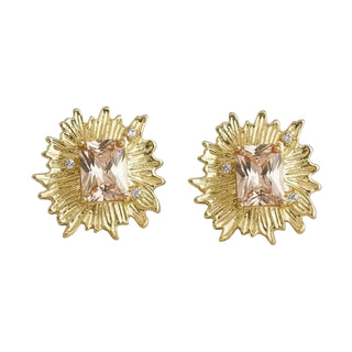 Artistic Floral Gemstone Stud Earrings