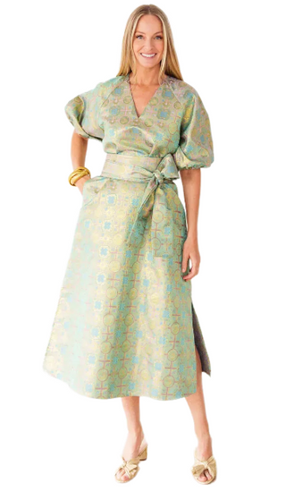 Coco Jacquard Dress in Lime