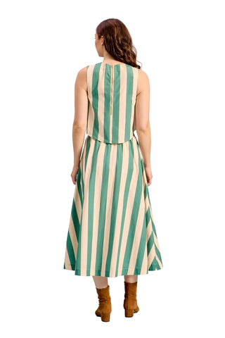 Crop Top and Matching Maxi Skirt Green Stripe