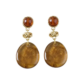 Geometric Amber Marbled Stud