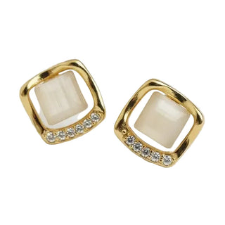Geometric Hollow Iridescent Stud Earrings