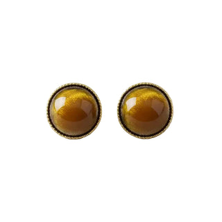 Geometric Round Tiger's Eye Stud