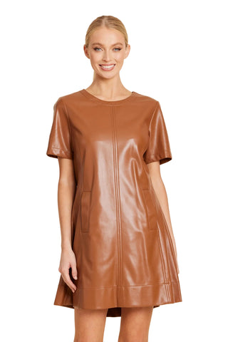 Vegan Leather Pleat Back Dress