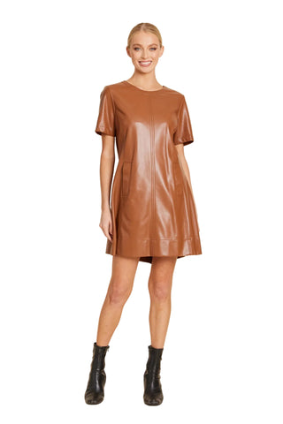 Vegan Leather Pleat Back Dress
