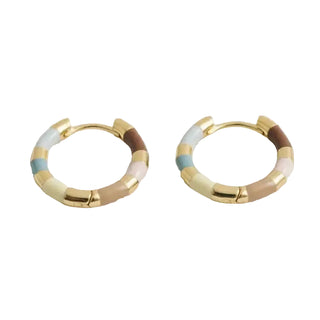 Vintage French Enamel Geometric Hoop Earrings