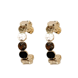 1 Inch Hammered Gold Scalloped Hoop Earrings