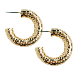 Hammered Gold Vintage Style Hoop Earring