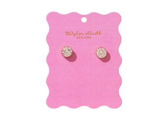 Stud Earrings - Gold-Plated w/ Large Bezel Gems - Maren