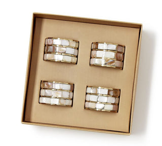 Mother of Pearl Napkin Ring Holder in Gift Box