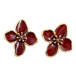 Two-Tone Enamel Petal Stud Earrings