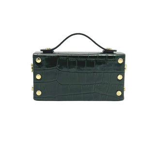 Glossy Croc-Embossed Leather Chain Shoulder Bag