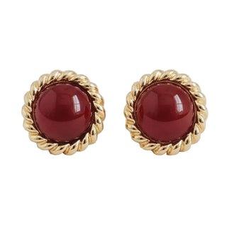 Red Round Drop Earrings