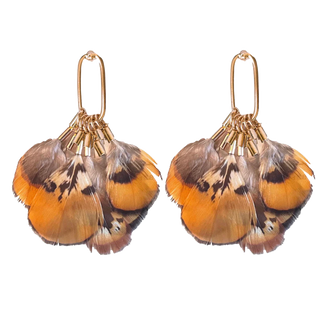 Quail Feather Fall Statement Tassel Earrings